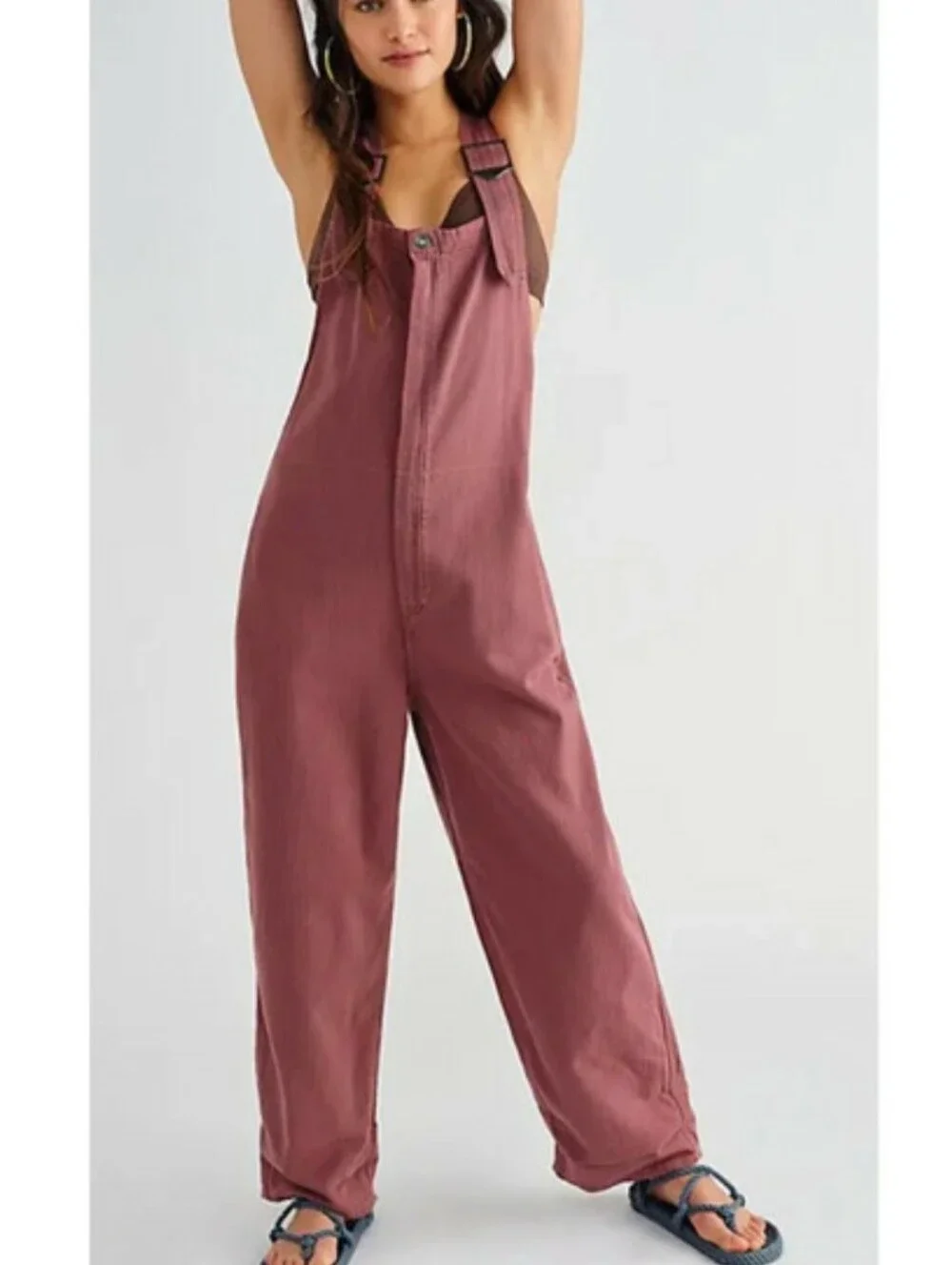 Free People We The Free Hunter Denim Overalls In Garnet Royale